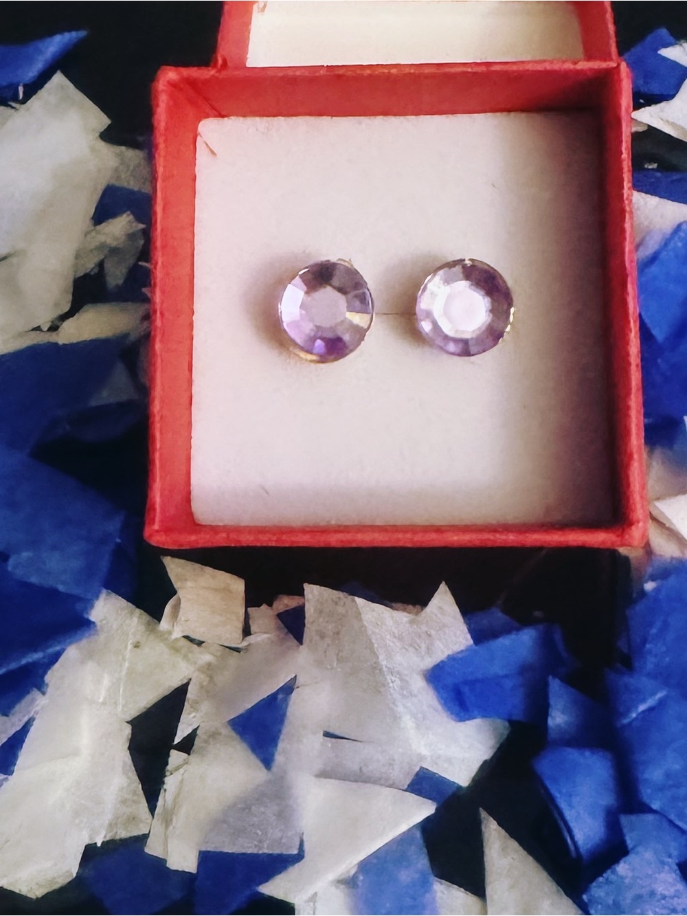 Sparkling Purple Crystal Stud Earrings for Women
